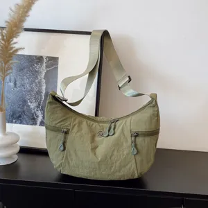 Lightweight nylon crossbody bag casual daily shoulder bag for women trendy travel crescent bag