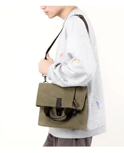 Men canvas messenger bag casual shoulder tote multifunctional large capacity daily use bag