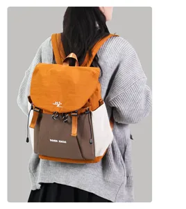 Casual color block backpack large capacity daily school bag stylish contrast aesthetic daypack
