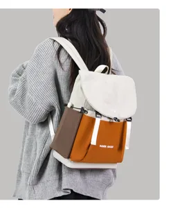 Canvas backpack large capacity casual student school bag stylish minimalist daypack