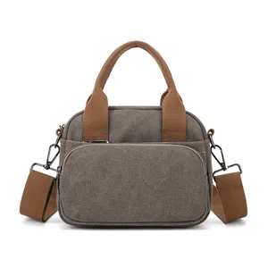 Casual Canvas Crossbody Bag For Women Color Block Shell Bag Daily Shoulder Bag