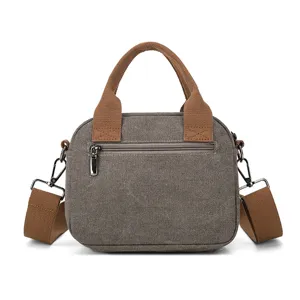 Canvas crossbody bag for women, Korean style casual shoulder handbag with top handle.