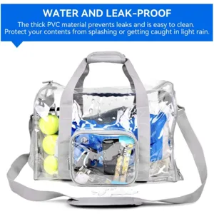 Borsa da viaggio trasparente in PVC borsone sportivo impermeabile con tracolla per outdoor.