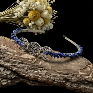 Crystal moon headband handmade gemstone tiara pagan hair accessories for women festival party