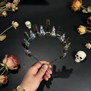 Gothic crystal crown headband detail, Halloween crystal hair accessories for women