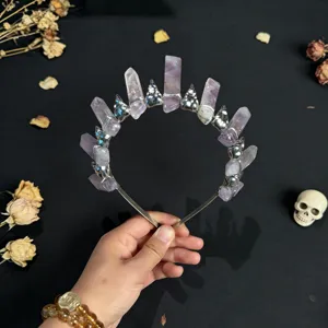 Crystal crown headband amethyst tiara gothic Halloween hair accessories for women fashion