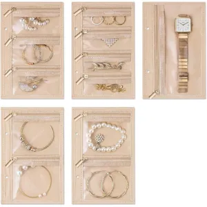 Pochette de Voyage Transparente en PVC pour Bijoux Portable Fermeture Éclair Claire Boucle d'Oreille Collier Bague Sac de Rangement