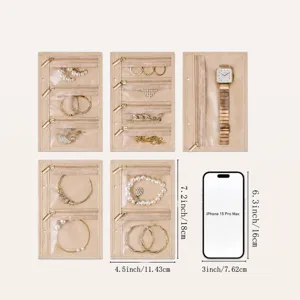 Organisateur de voyage transparent pour bijoux avec tableau des tailles et sac de rangement