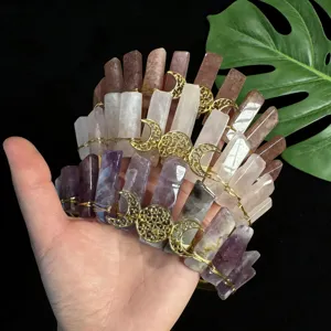 Serre-tête couronne en cristal naturel avec pendentif lune en métal pour femme