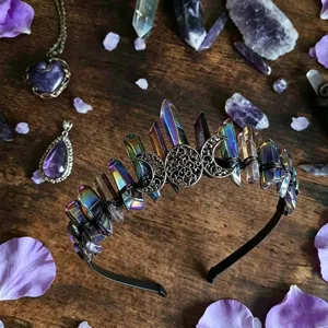 Crystal crown headband aura quartz hair accessories for women holiday party photography gift