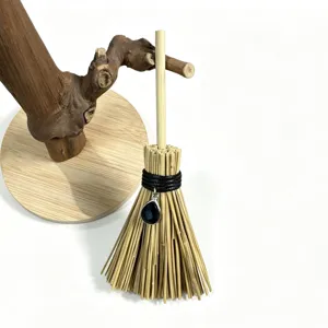 Mini witch broom car hanging ornament with black crystal pendant Wicca pagan charm decor