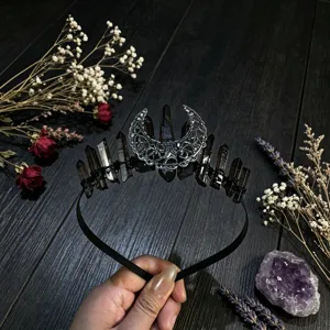 Serre-tête couronne lune cristal naturel accessoire cheveux gothique pour vos photos