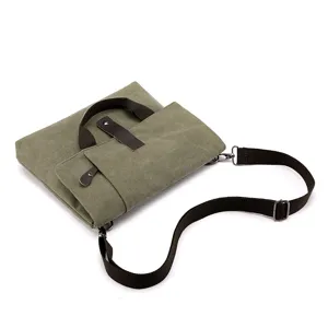 Men canvas shoulder bag casual messenger bag vintage multi-functional large capacity bag