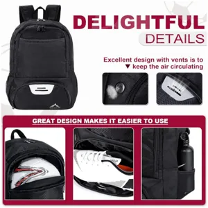 Detailed view of sports backpack featuring ventilation vents, shoe compartment and ball holder.