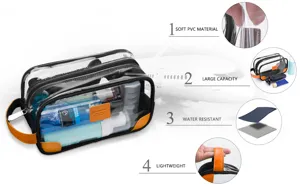 Transparante PVC reistoiletzak met grote capaciteit, waterdicht en handig draagbaar.