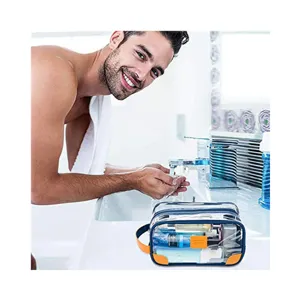 Transparante PVC toilettas detailweergave, waterdichte cosmetische organisator voor onderweg.