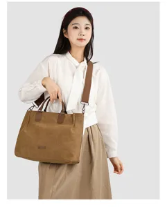 Casual canvas tote bag for women, large capacity shoulder and crossbody bag for daily work.