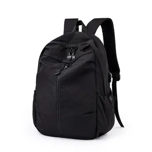 Casual black backpack for daily school travel lightweight waterproof book bag for students