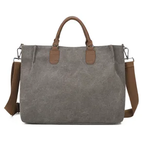 Large capacity canvas tote bag casual minimalist crossbody shoulder handbag for women commuting.