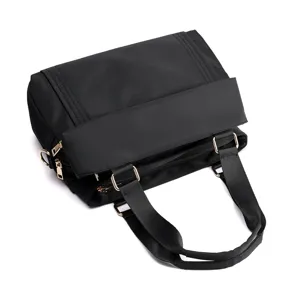 Black oxford cloth women handbag, large capacity casual multi-layer shoulder crossbody bag.