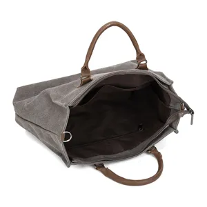 Large capacity canvas tote bag for women, casual shoulder bag with durable brown handles.