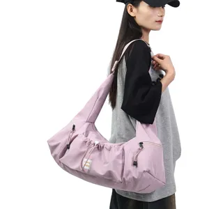 Casual pink shoulder bag large capacity crossbody commuter gym bag for women daily use