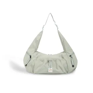 Minimalist large capacity shoulder hobo bag, casual commuter crossbody bag with drawstring pocket.