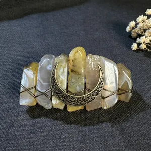 8cm Fermaglio per Capelli Cristallo Naturale Luna Vintage Bohemien Accessorio Festa