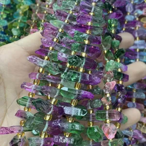 Commercio all'ingrosso perle distanziatrici di fluorite colorata naturale per gioielli
