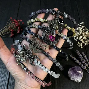 Handmade Natural Crystal Moon Stone Tassel Crown Headband Gothic Dark Forest Style Wedding Party Witch Hair Accessories For Women
