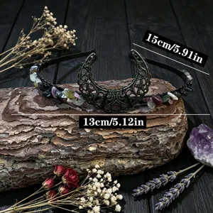 Crystal moon headband crystal quartz gemstone crescent hair hoop detail wedding party festival