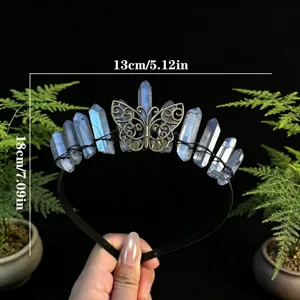 Natural crystal butterfly headband crown quartz hair accessories elegant women photo props