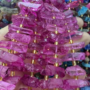 Pietra naturale perle fluorite rosa irregolari accessori per creazione gioielli fai da te.