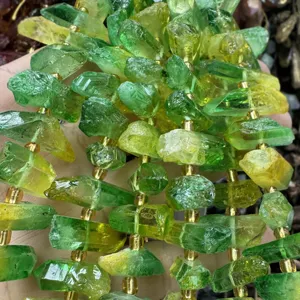 Perle di cristallo di fluorite grezza naturale denti lunghi irregolari accessori braccialetto DIY