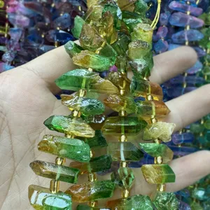 Pietra naturale fluorite irregolare cristallo pietre preziose perline dettaglio bracciale DIY