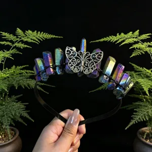 Crystal butterfly headband aura quartz tiara gothic hair hoop for women photography prop