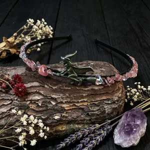 Handmade natural crystal witch headband with gemstone chips for women Gothic hair accessories
