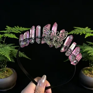 Crystal crown headband with butterfly detail, perfect for photography and fairycore styles.