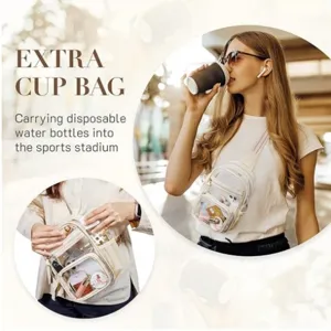 Clear chest sling bag for women transparent crossbody shoulder bag with patterned strap casual