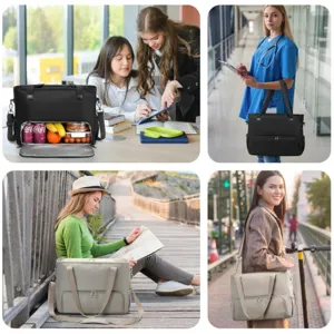 Sac à déjeuner isotherme multi-poches et élégant cabas de transport pour un usage quotidien.
