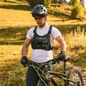 Outdoor tactical chest bag for men, multi-functional training vest bag for sports and fitness.