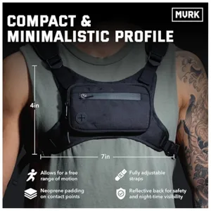Men tactical chest bag running vest mobile phone pouch for outdoor sports and cycling gear