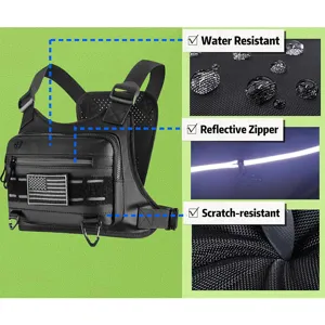 Tactical chest bag waterproof running vest for outdoor sports and training with reflective zippers