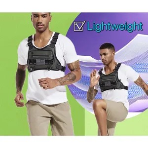 Tactical chest bag for running and outdoor sports, waterproof vest bag with multiple utility pouches.
