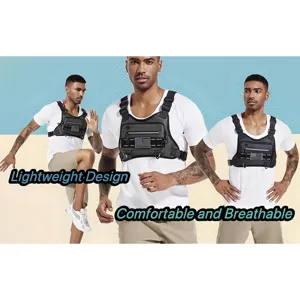 Tactical chest bag for running and outdoor sports, waterproof vest bag with multiple pockets.