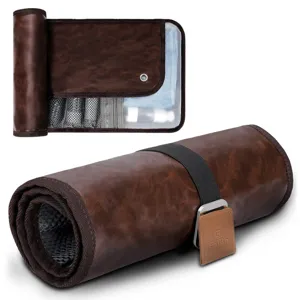 Trousse de Toilette de Voyage en Cuir PU Imperméable pour Homme Organisateur de Kit de Rasage Suspendu Multifonctionnel