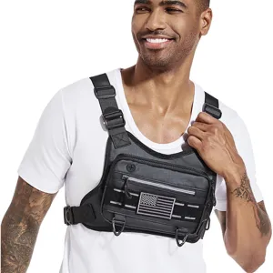 Tactical chest bag for men and women, waterproof running vest pack for sports and outdoor use.