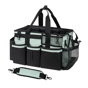 Bolso caddy de limpieza multi-compartimento con correa para el almacenamiento doméstico
