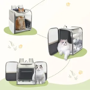 Transparent pet cat backpack breathable mesh travel carrier for pets portable design