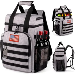 Large capacity tactical insulated picnic backpack grey oxford cloth cooler bag for travel